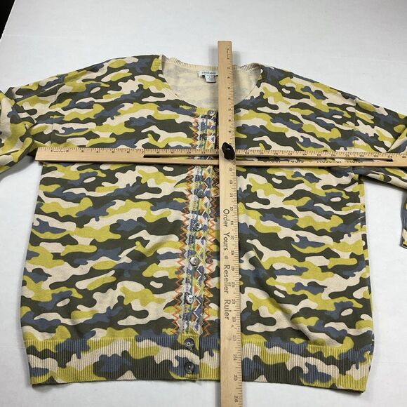 Sundance Tangier Cardigan Military Camo Button Front Embroidered Sweater Large - Picture 6 of 10